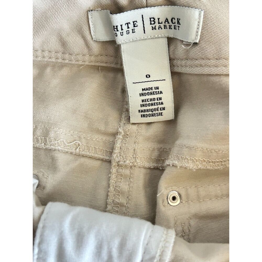 WHBM White House Black Market Khaki Cargo Bermuda Shorts Cuffed Size 0 - Picture 2 of 4